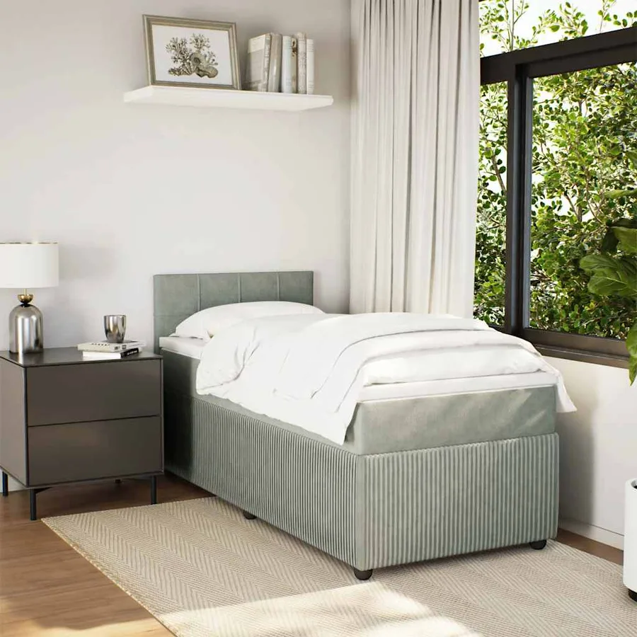 Sommier à lattes de lit et matelas Gris clair 90x200 cm Velours - 3