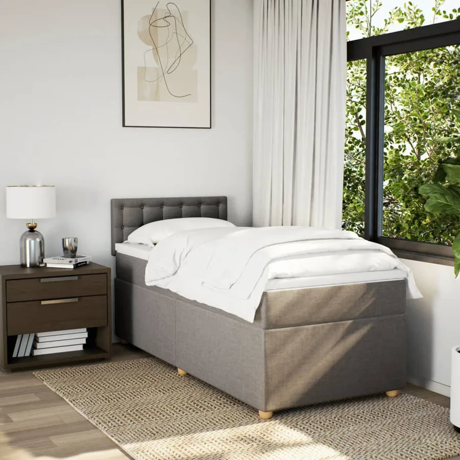 Sommier à lattes de lit avec matelas Taupe 80x200 cm Tissu - 3