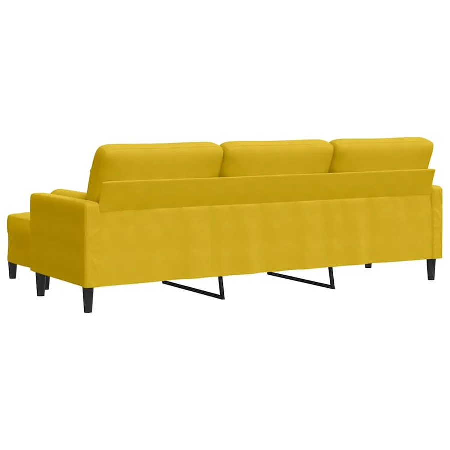 Canapé à 3 places avec repose-pied jaune 210 cm velours - 5