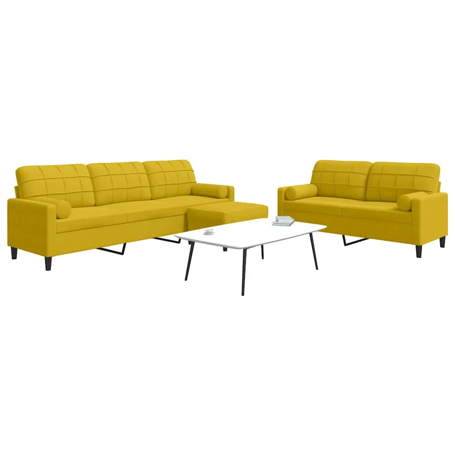 Ensemble de canapés 3 pcs avec coussins et traversins velours