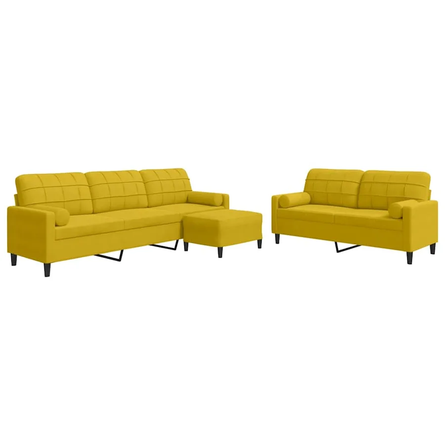 Ensemble de canapés 3 pcs avec coussins et traversins velours - 2