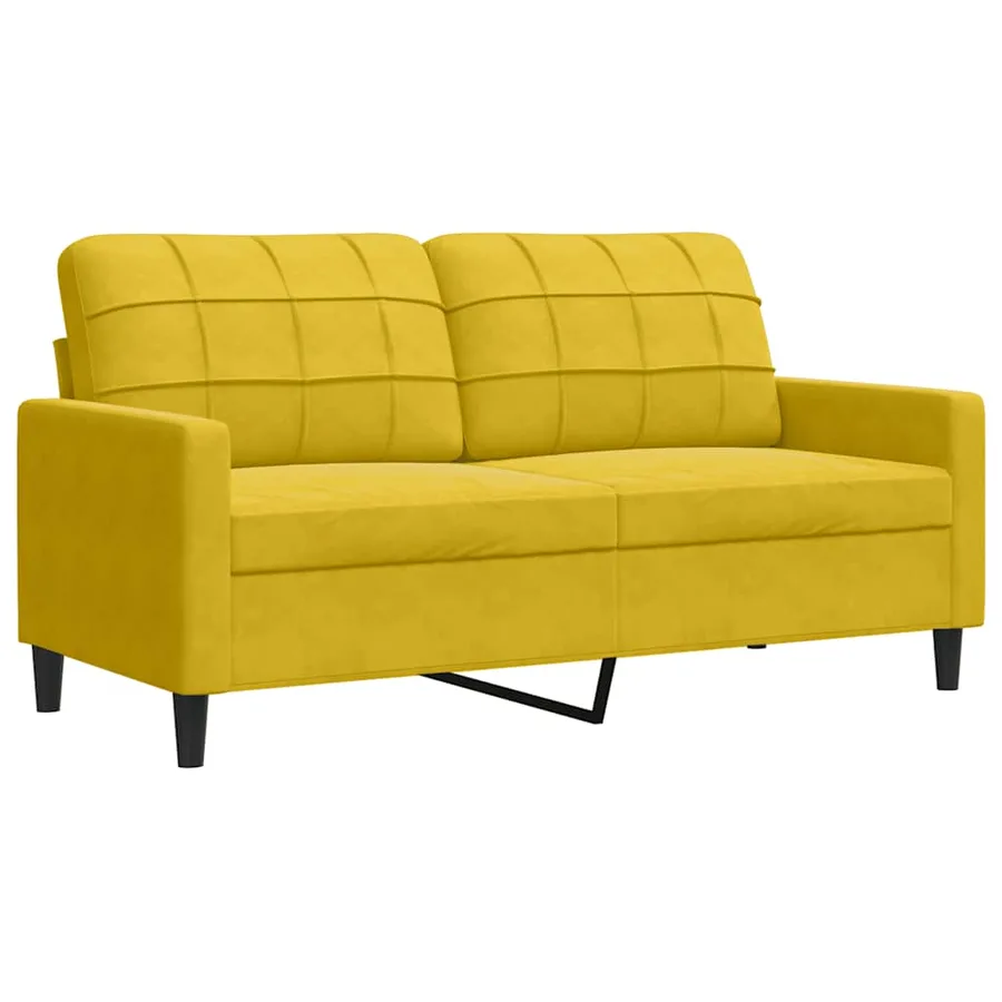 Ensemble de canapés 2 pcs avec coussins Jaune Velours - 4