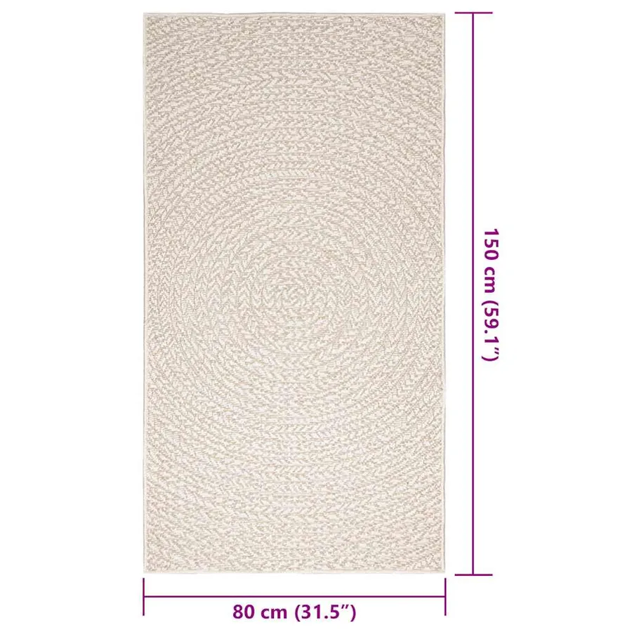 Tapis ZIZUR crème 80x150 cm aspect de jute intérieur extérieur - 9