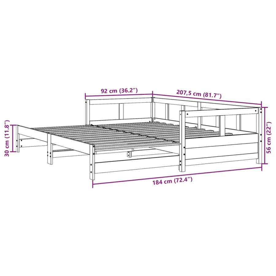 Lit de jour sans matelas blanc 90x200 cm bois de pin massif - 11