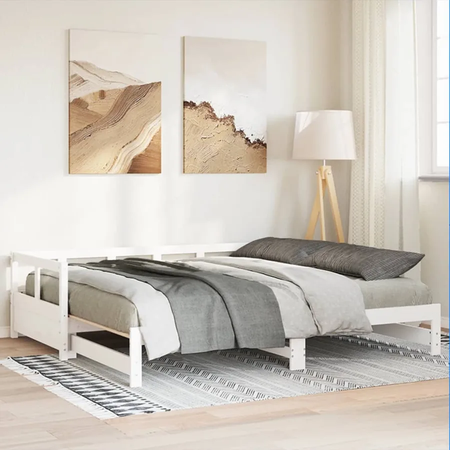 Lit de jour sans matelas blanc 90x200 cm bois de pin massif - 4