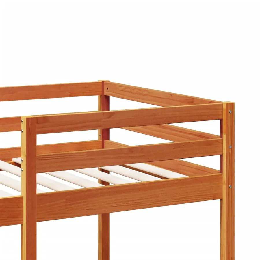 Lit mezzanine avec bureau et étagères brun cire 90x200 cm pin - 8