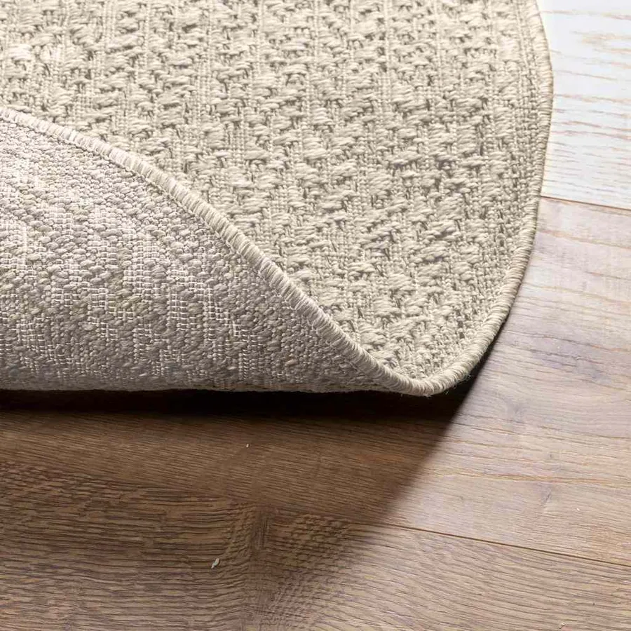 Tapis ZIZUR crème Ø 120cm aspect de jute intérieur et extérieur - 7
