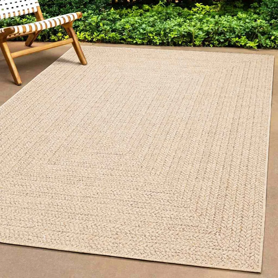 Tapis ZIZUR beige 80x250 cm aspect de jute intérieur extérieur - 3