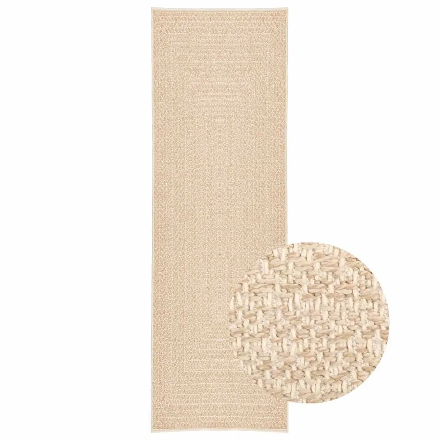 Tapis ZIZUR beige 80x250 cm aspect de jute intérieur extérieur - 4