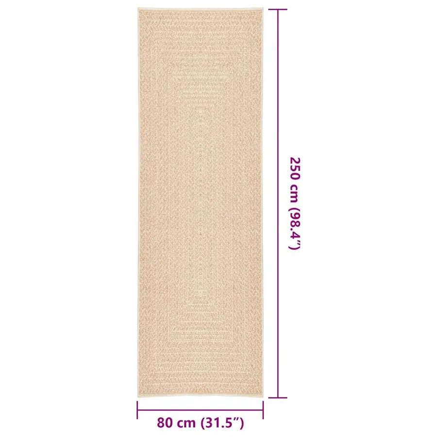 Tapis ZIZUR beige 80x250 cm aspect de jute intérieur extérieur - 8