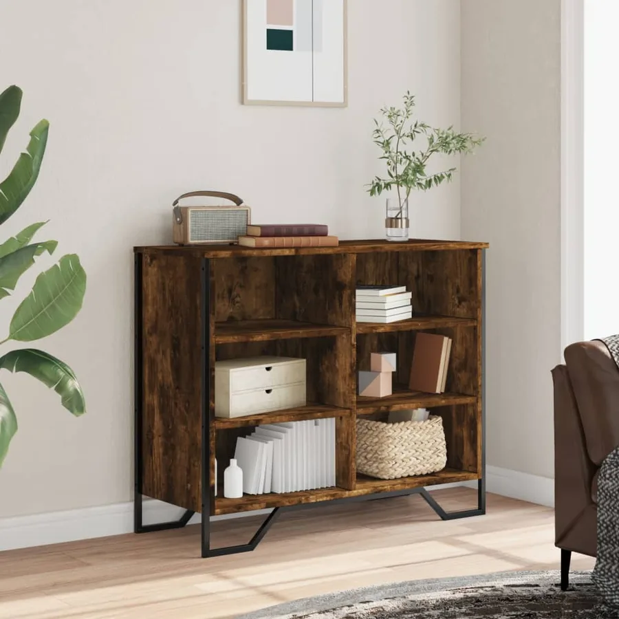 Buffet chêne fumé 91x35,5x74,5 cm bois d'ingénierie - 3
