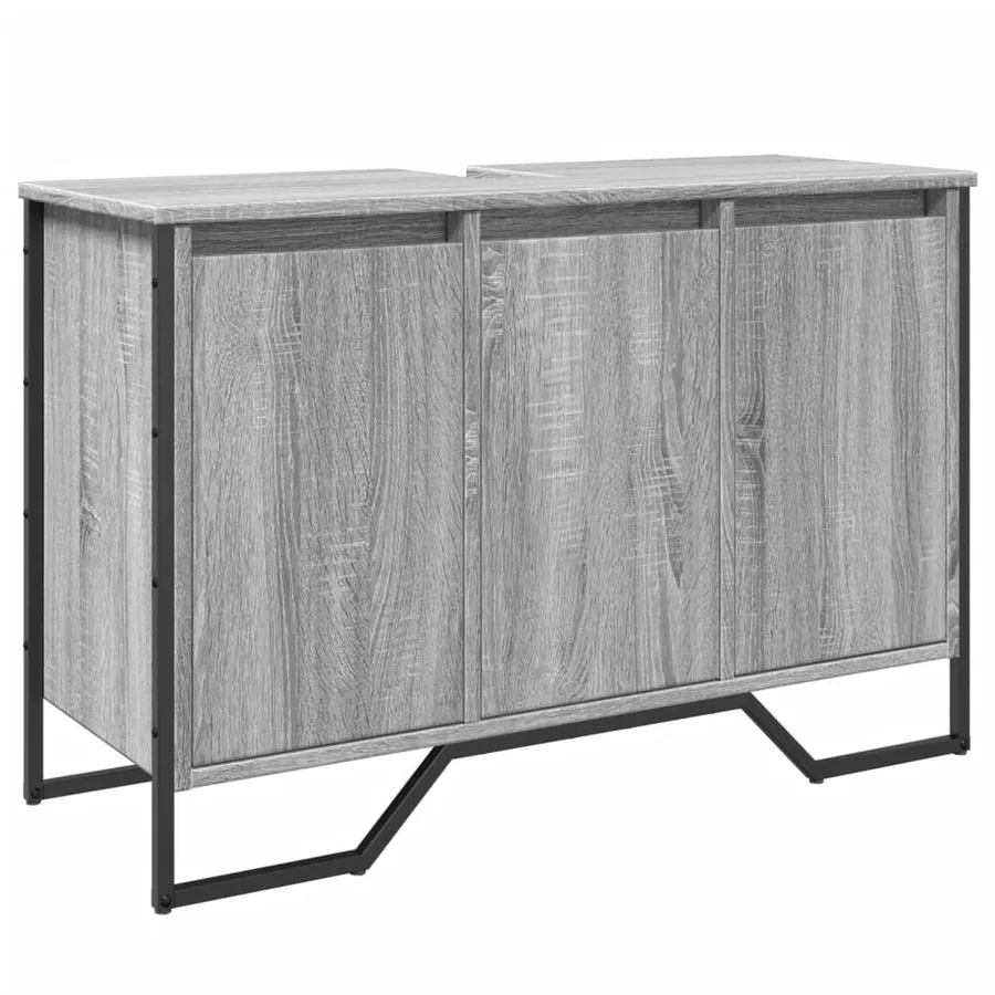 Armoire lavabo de salle de bain sonoma gris 91x35x60 cm - 2