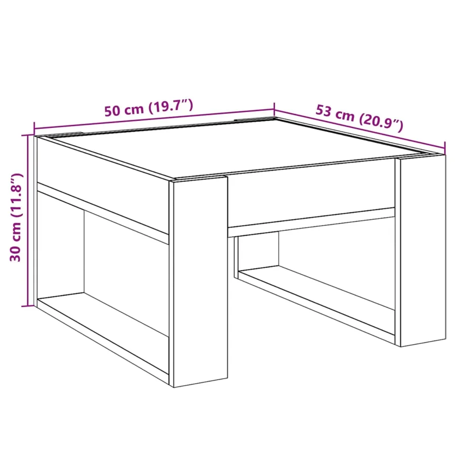 Table basse avec LED infini blanc 50x53x30 cm - 13