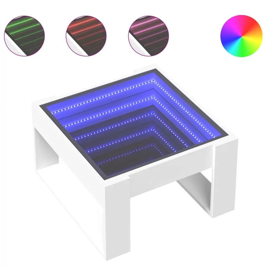 Table basse avec LED infini blanc 50x53x30 cm - 2