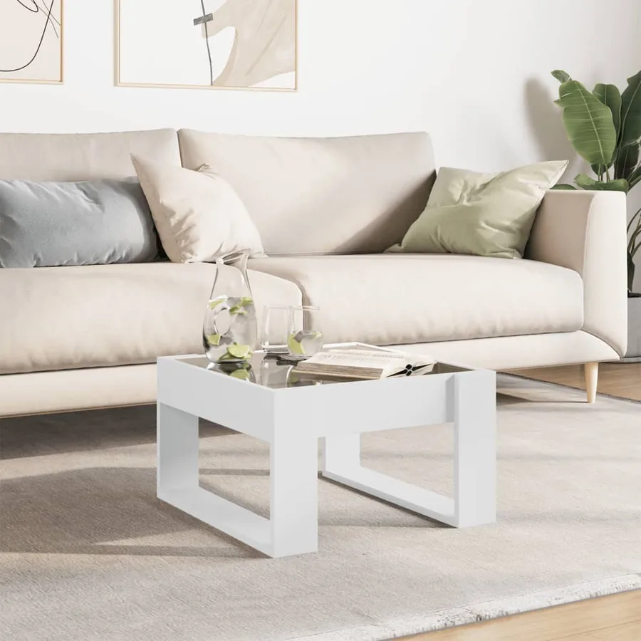 Table basse avec LED infini blanc 50x53x30 cm - 4