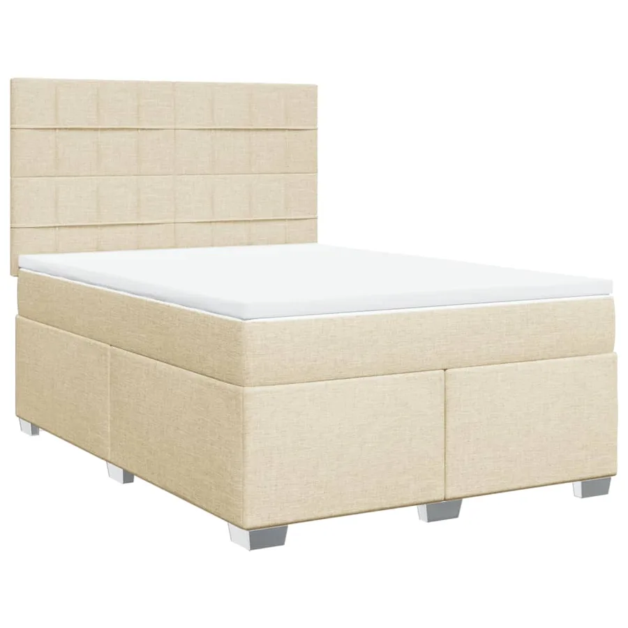 Sommier à lattes de lit avec matelas Crème 160x200 cm Tissu - 2