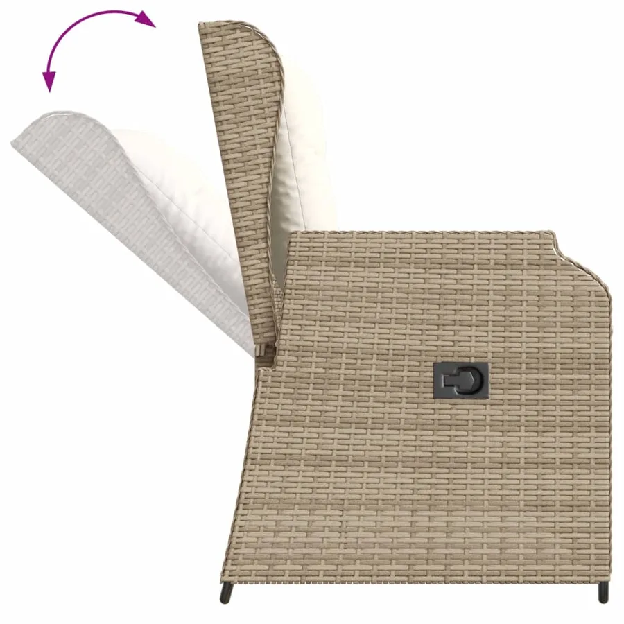 Salon de jardin avec coussins 3 pcs beige résine tressée - 5