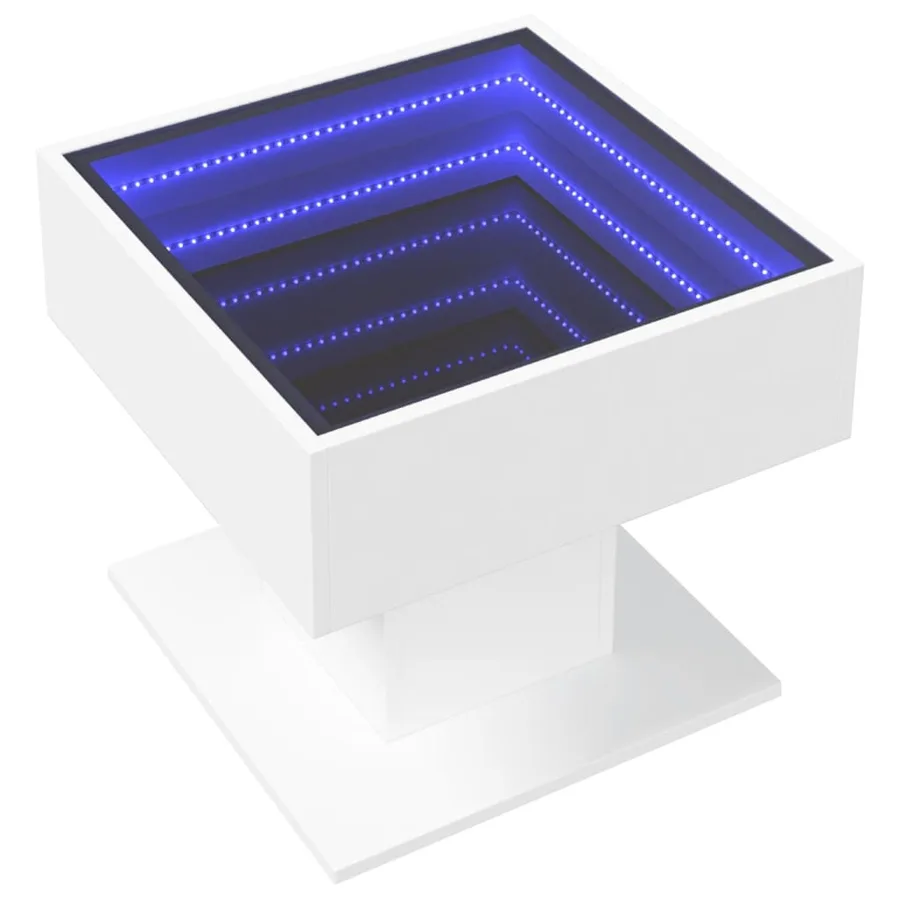 Table basse avec LED blanc 50x50x45 cm bois d'ingénierie - 3