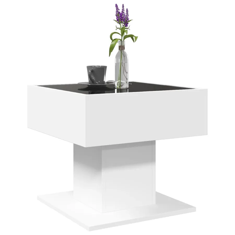 Table basse avec LED blanc 50x50x45 cm bois d'ingénierie - 5