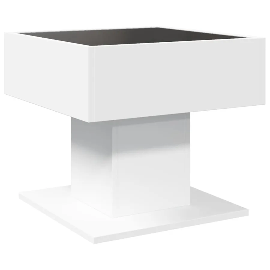 Table basse avec LED blanc 50x50x45 cm bois d'ingénierie - 8