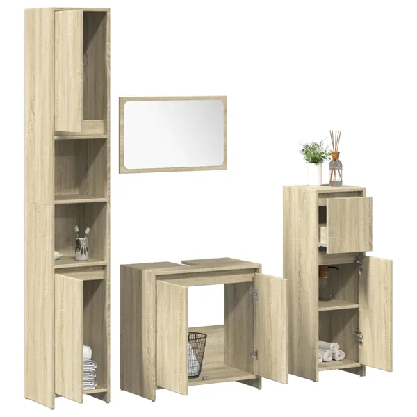 Ensemble de meubles de salle de bain 4 pcs chêne sonoma