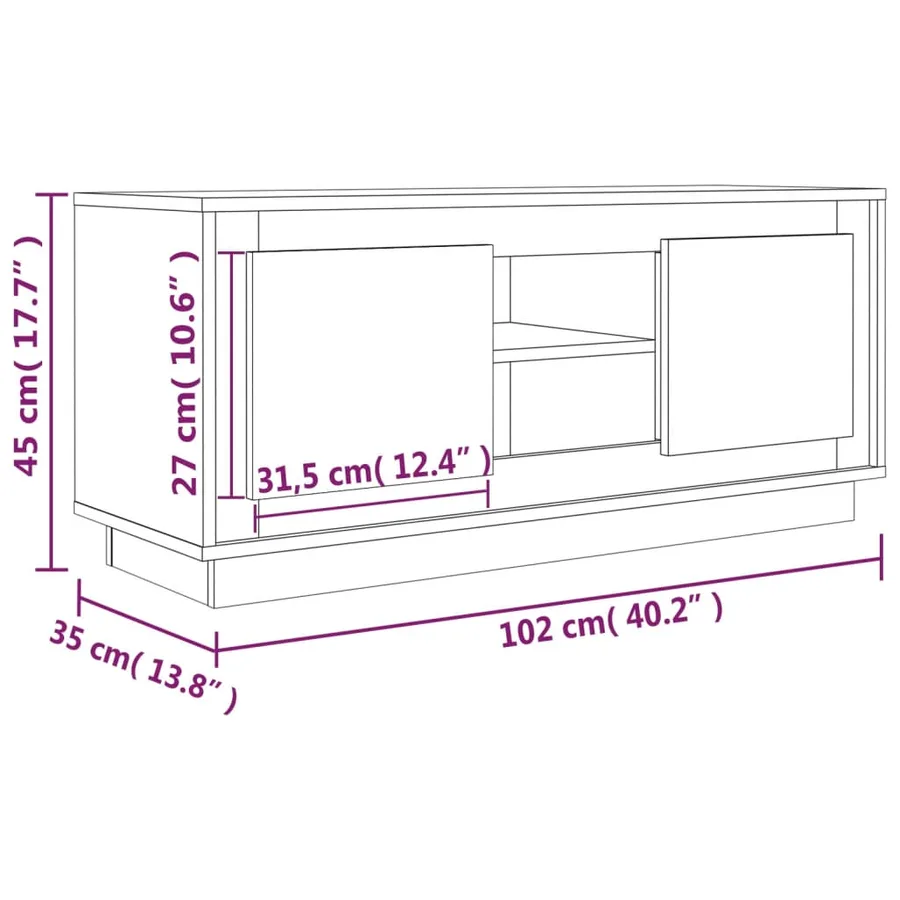 Meuble TV chêne sonoma 102x35x45 cm bois d'ingénierie - 10
