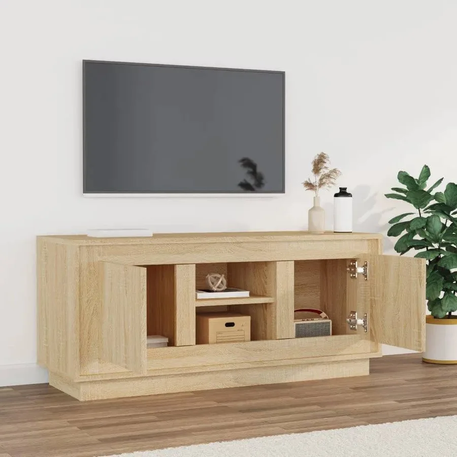 Meuble TV chêne sonoma 102x35x45 cm bois d'ingénierie - 3