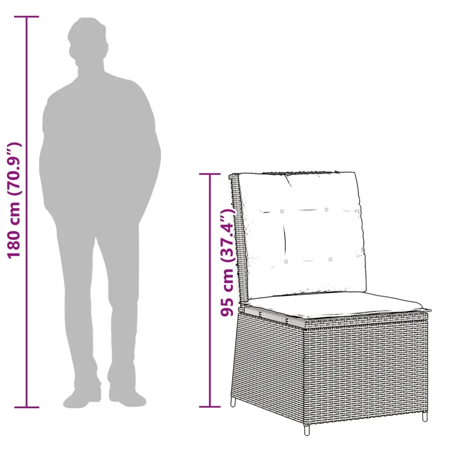 Canapé inclinable de jardin avec coussins beige résine tressée - 10