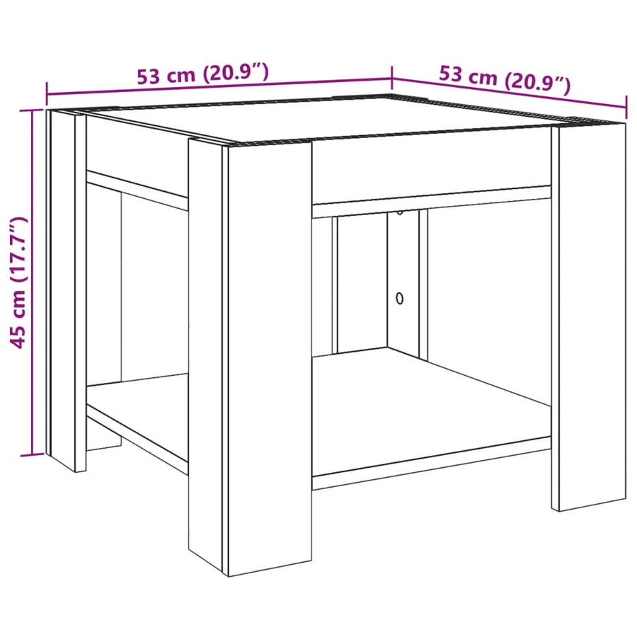 Table basse avec LED sonoma gris 53x53x45 cm bois d'ingénierie - 13