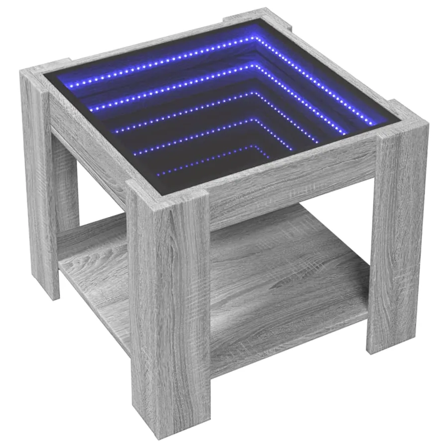 Table basse avec LED sonoma gris 53x53x45 cm bois d'ingénierie - 3