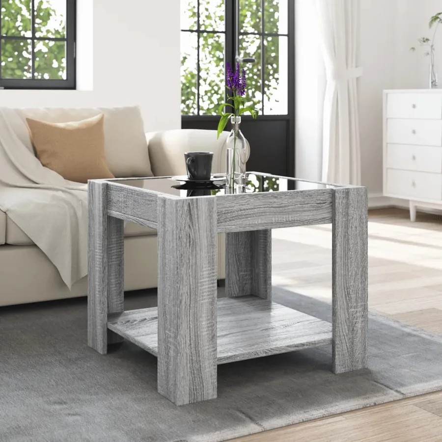 Table basse avec LED sonoma gris 53x53x45 cm bois d'ingénierie - 4