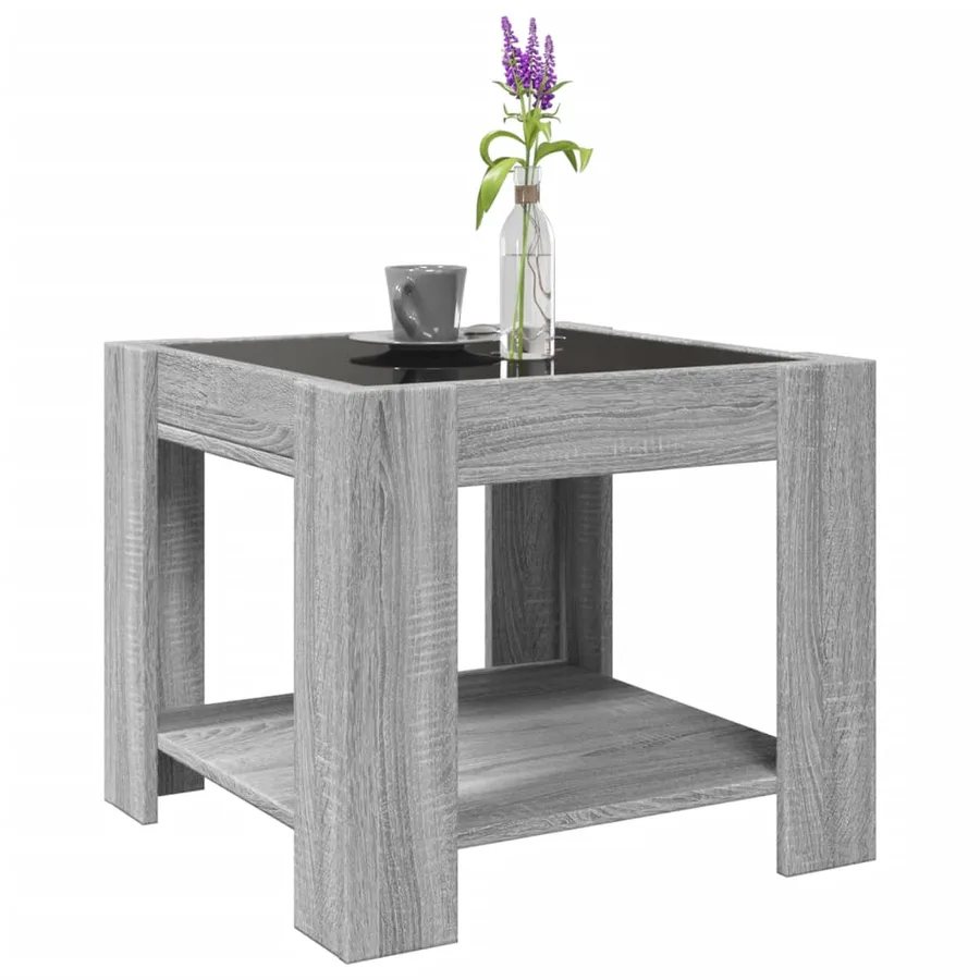 Table basse avec LED sonoma gris 53x53x45 cm bois d'ingénierie - 5