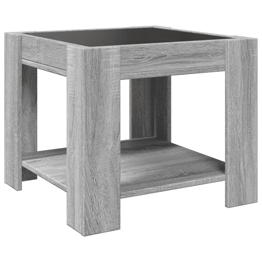 Table basse avec LED sonoma gris 53x53x45 cm bois d'ingénierie - 8