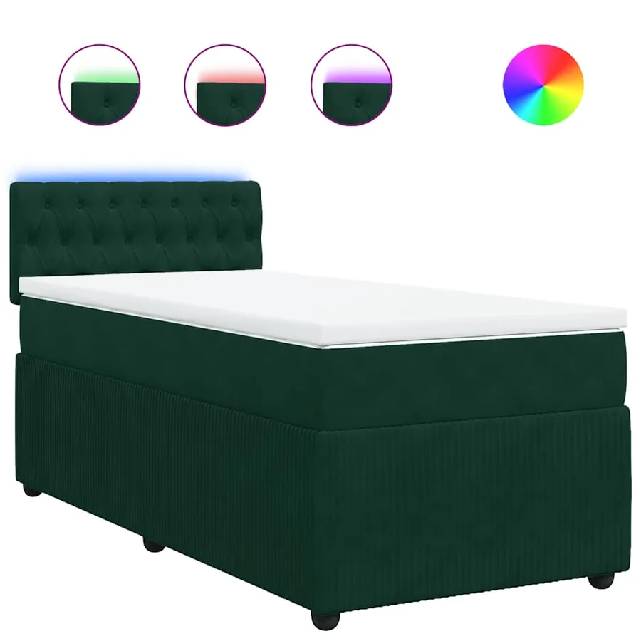 Sommier à lattes de lit avec matelas Vert foncé 90x200 cm - 2