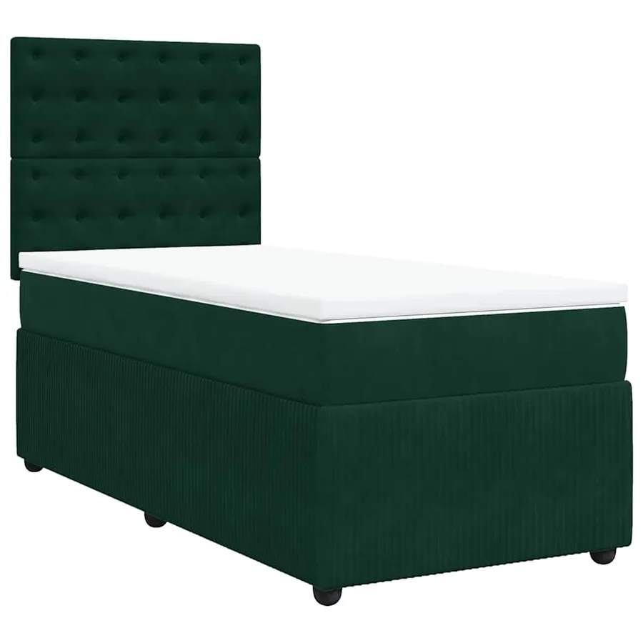 Sommier à lattes de lit avec matelas Vert foncé 90x200 cm - 2