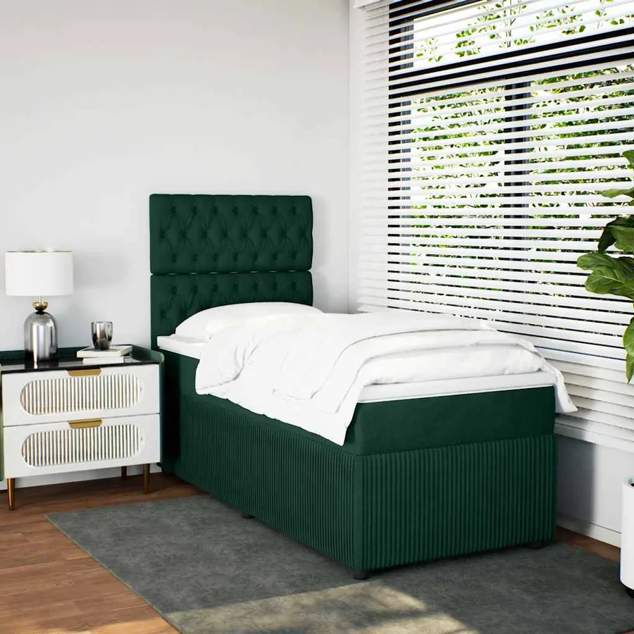 Sommier à lattes de lit avec matelas Vert foncé 90x200 cm - 3