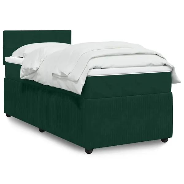 Sommier à lattes de lit avec matelas Vert foncé 90x200 cm