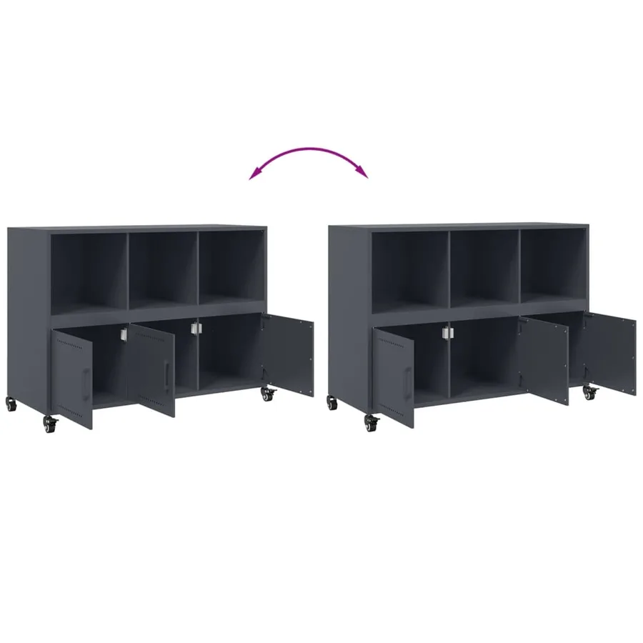 Buffet anthracite 100,5x39x72 cm acier - 10