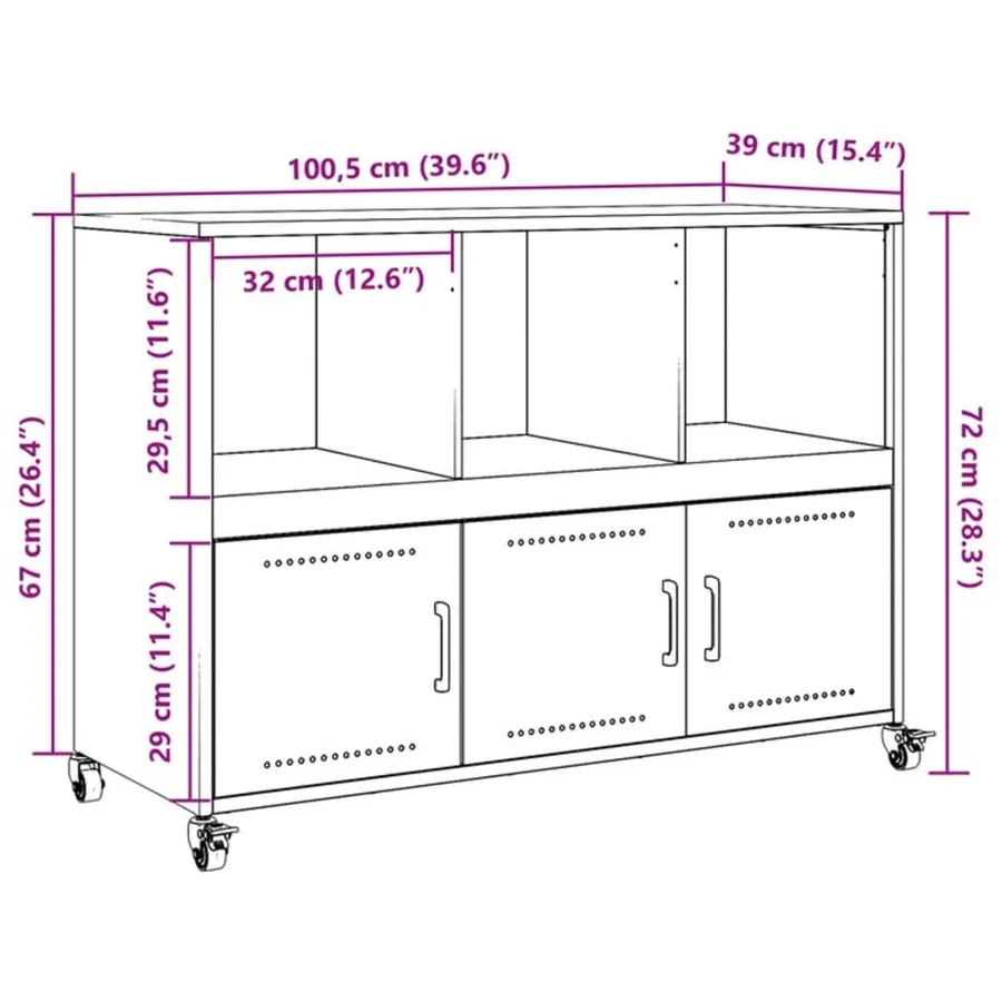Buffet anthracite 100,5x39x72 cm acier - 14