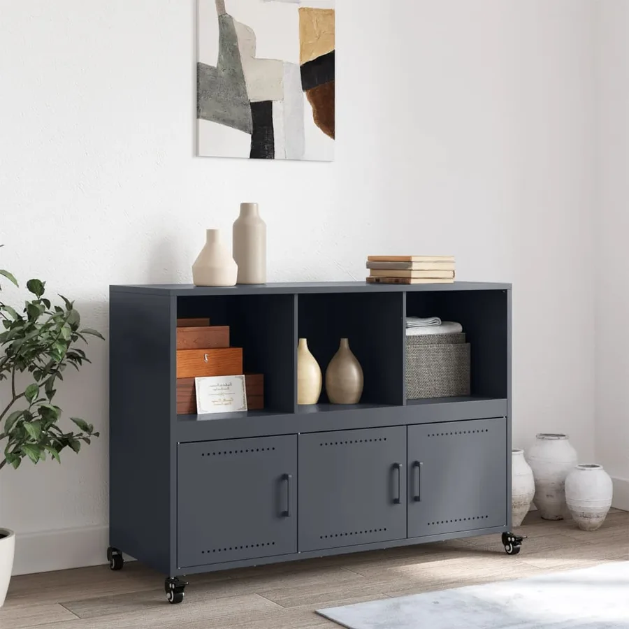 Buffet anthracite 100,5x39x72 cm acier - 3