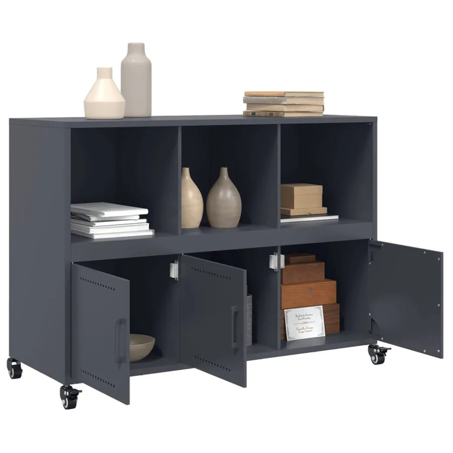 Buffet anthracite 100,5x39x72 cm acier - 5