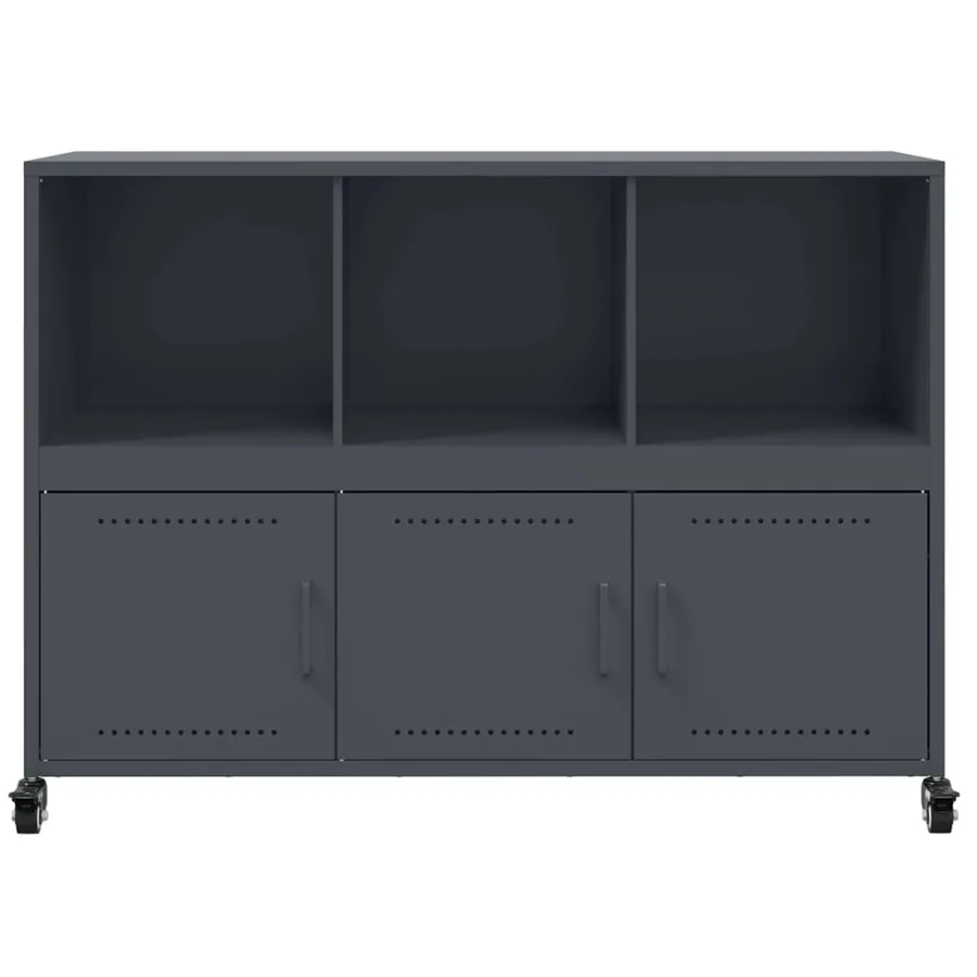 Buffet anthracite 100,5x39x72 cm acier - 6