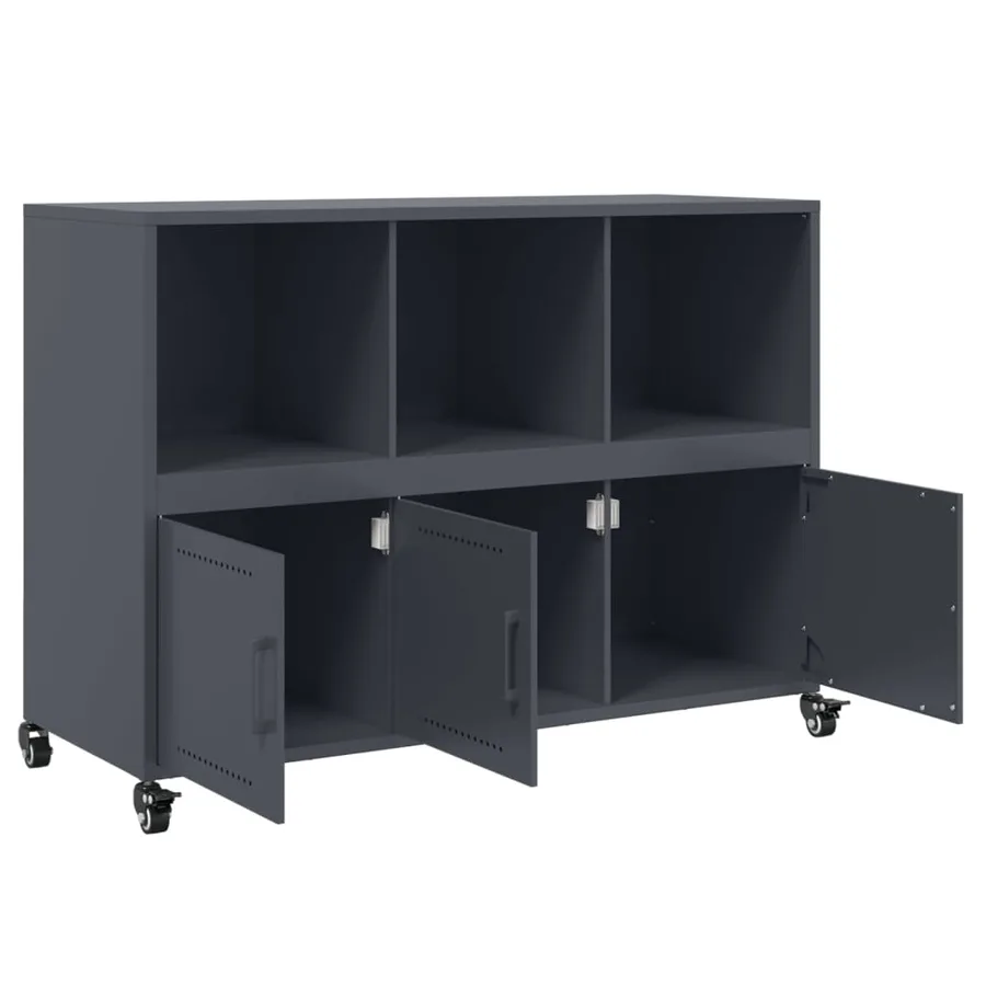 Buffet anthracite 100,5x39x72 cm acier - 9