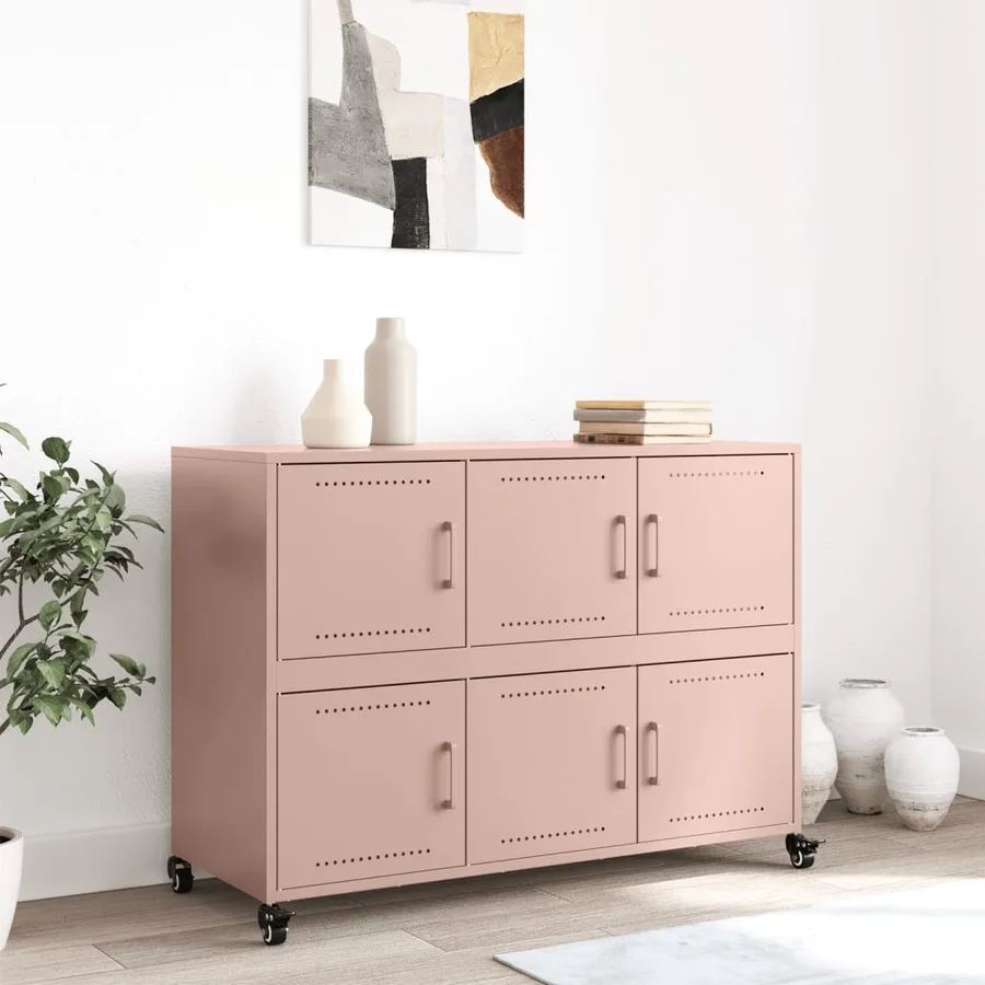 Buffet rose 100,5x39x72 cm acier - 3