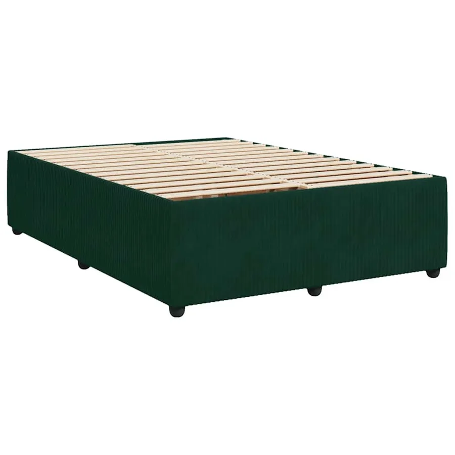 Cadre de lit sans matelas vert foncé 140x190 cm velours - 3