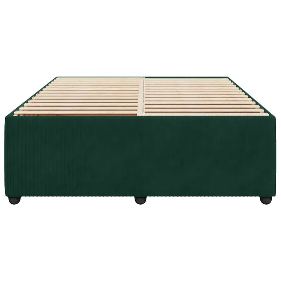 Cadre de lit sans matelas vert foncé 140x190 cm velours - 4