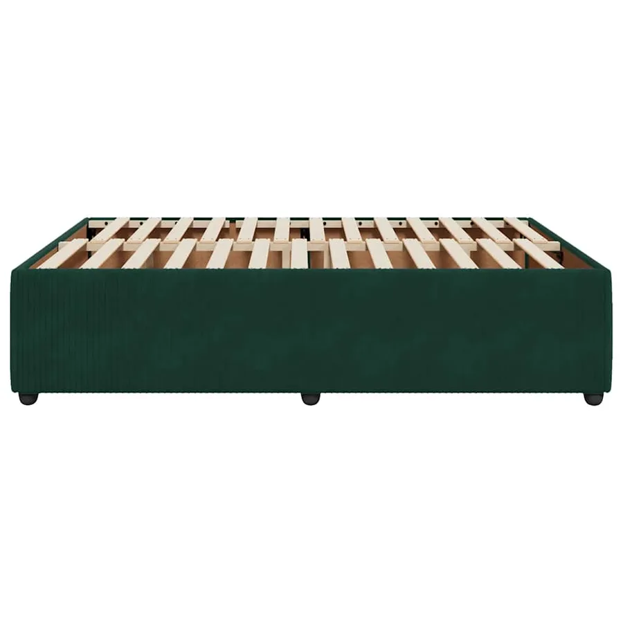 Cadre de lit sans matelas vert foncé 140x190 cm velours - 5