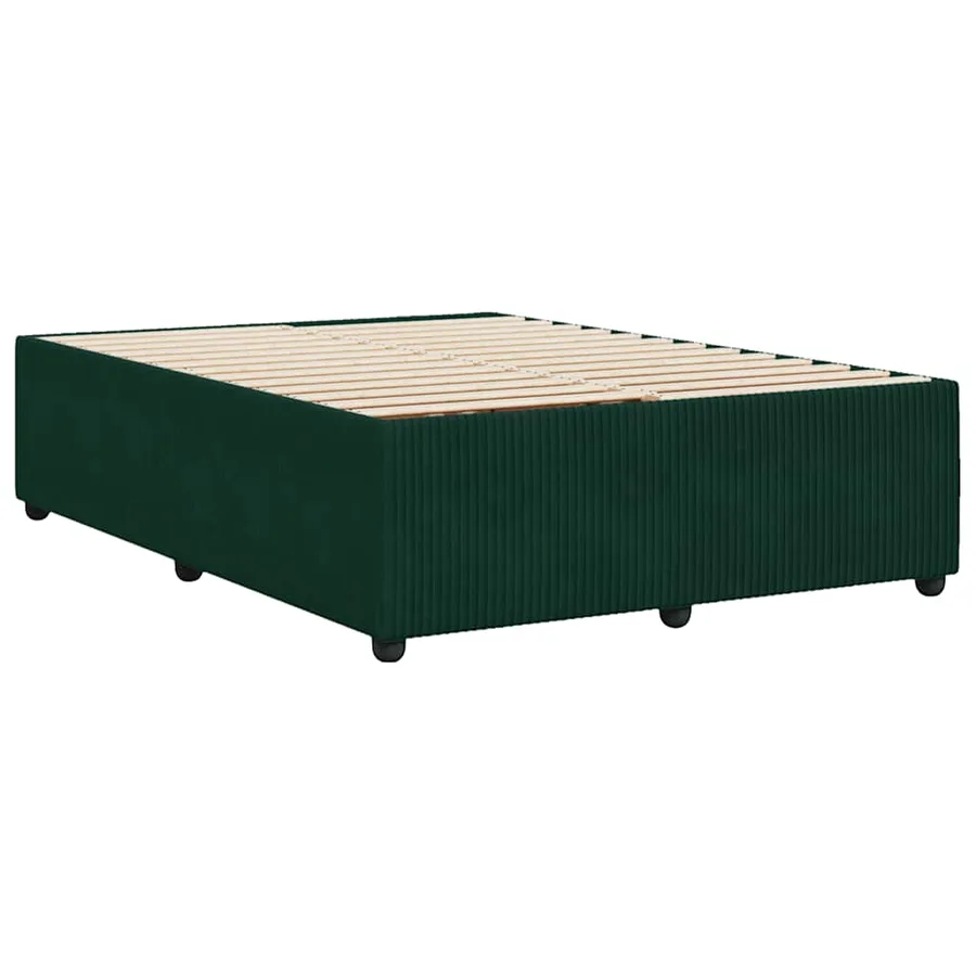 Cadre de lit sans matelas vert foncé 140x190 cm velours - 6