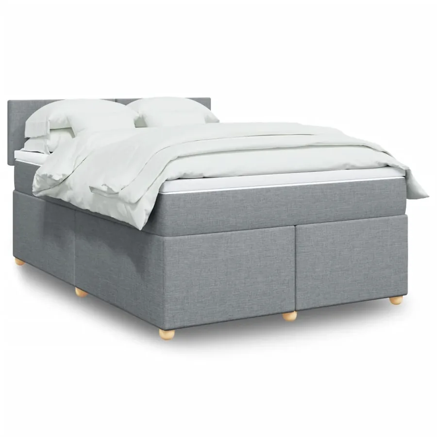 Sommier à lattes de lit avec matelas Gris clair 160x200cm Tissu