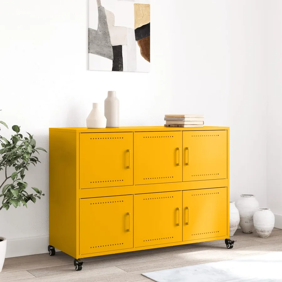 Buffet jaune moutarde 100,5x39x72 cm acier - 3